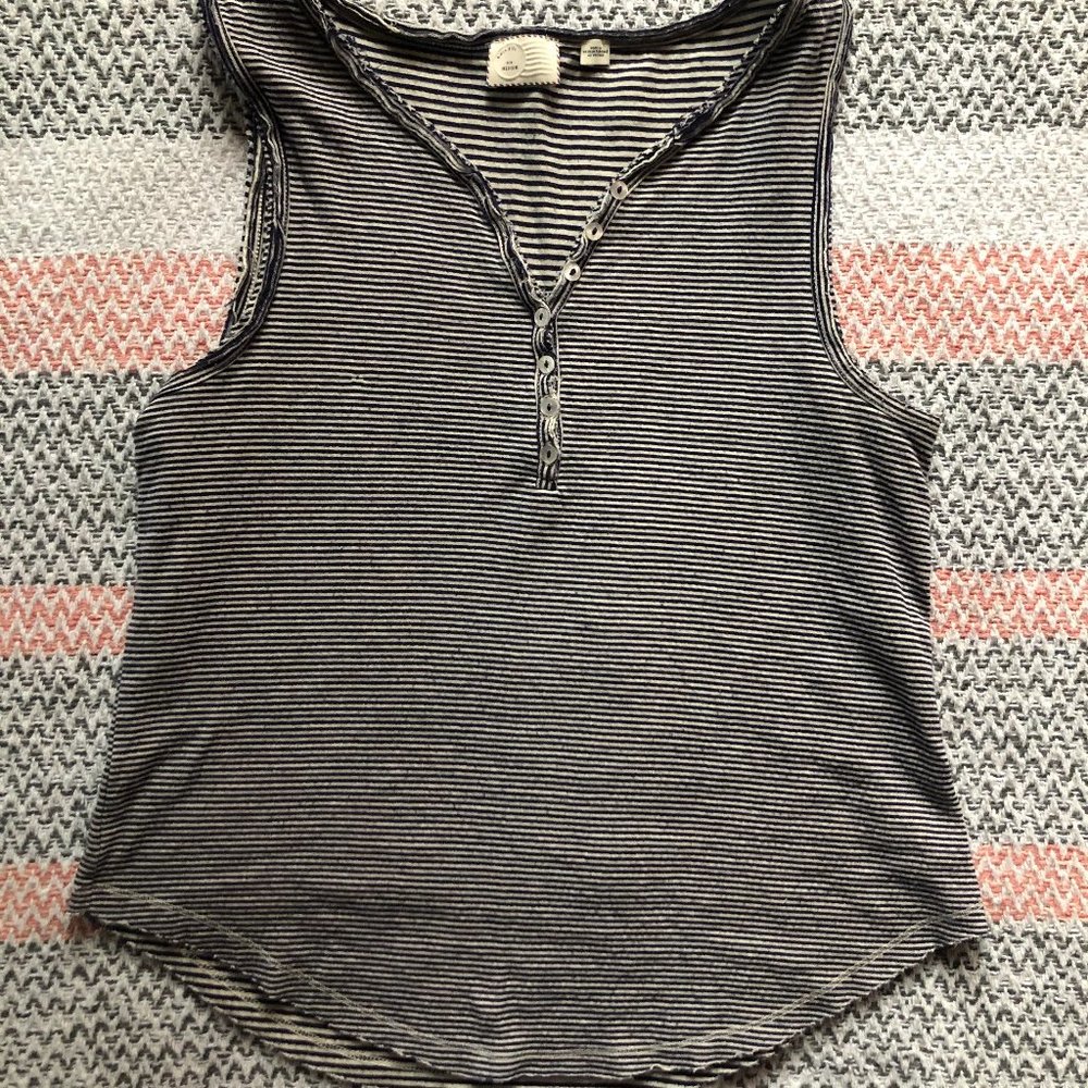 Anthropologie Striped Tank top w/ buttons